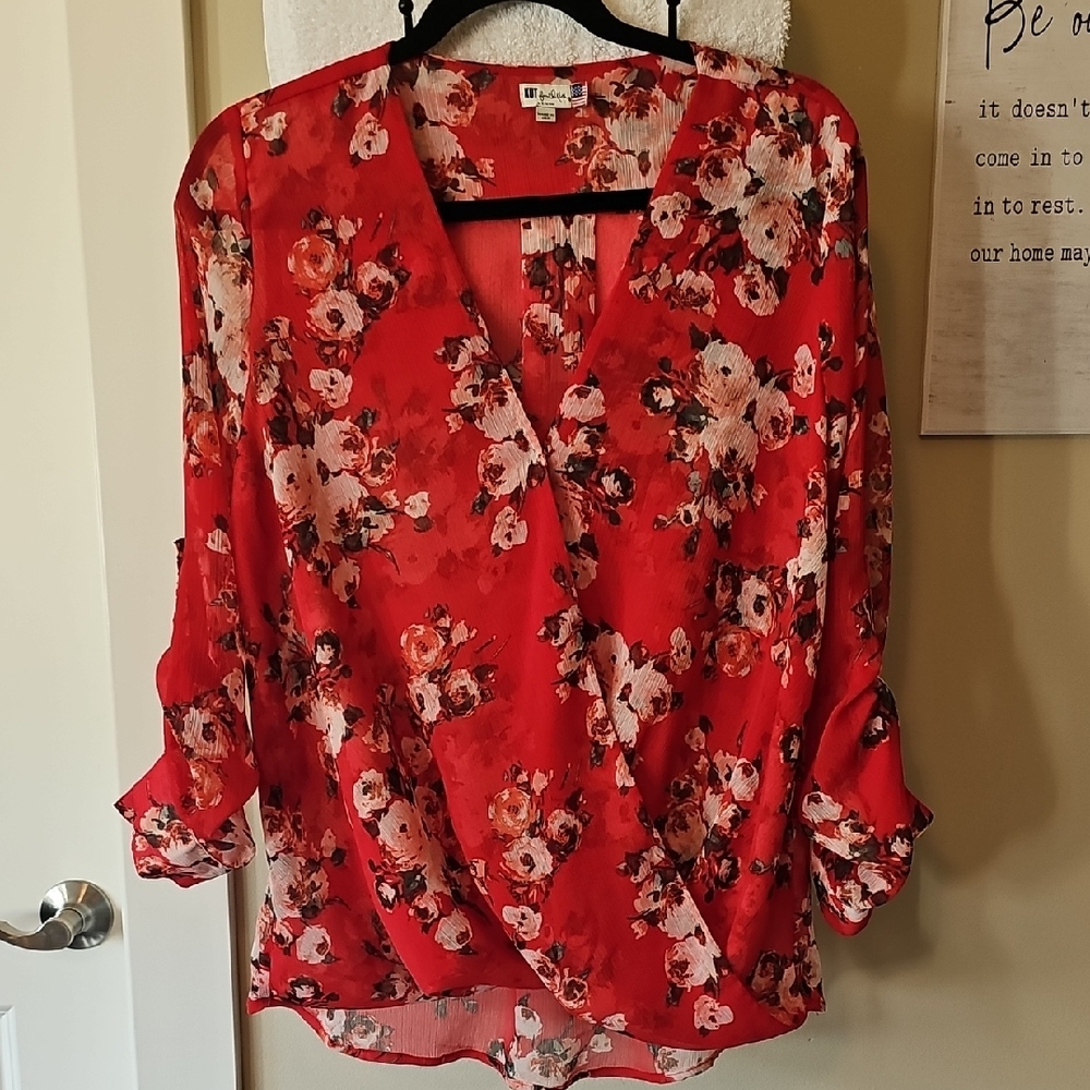 Kut from the Kloth Red Floral Blouse